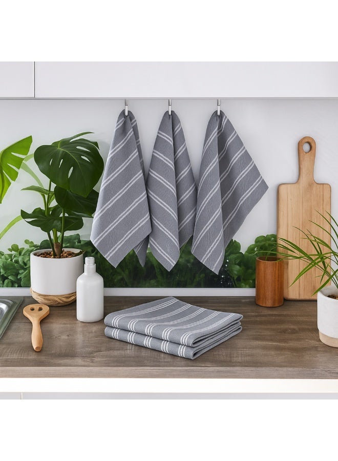 ATEN Homeware Egyptian Cotton 6 Pack Kitchen Towels Set, 3 Tea towels 50 x 70 cm & 3 Soft Hand Towels for Kitchen 50 x 50 cm - Highly Absorbent, Quick Dry, Made in Egypt (Grey) - Image 4